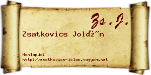 Zsatkovics Jolán névjegykártya